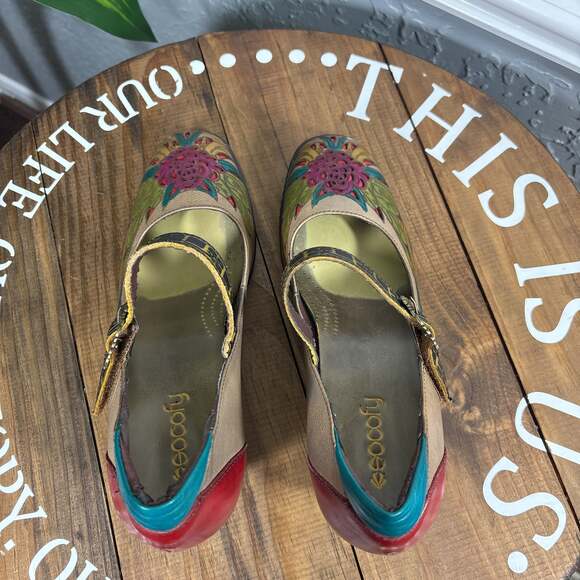 Socofy Retro Mary Jane Floral Heels - Sz EU 41 / US 10-10.5 - Picture 5 of 14